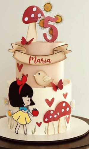 Topo Branca de Neve Cute Camadas + 4 Arquivos a Sua Escolha