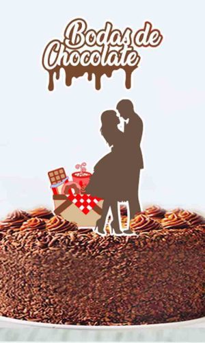 Topo de Bolo Bodas de Chocolate Arquivo Digital