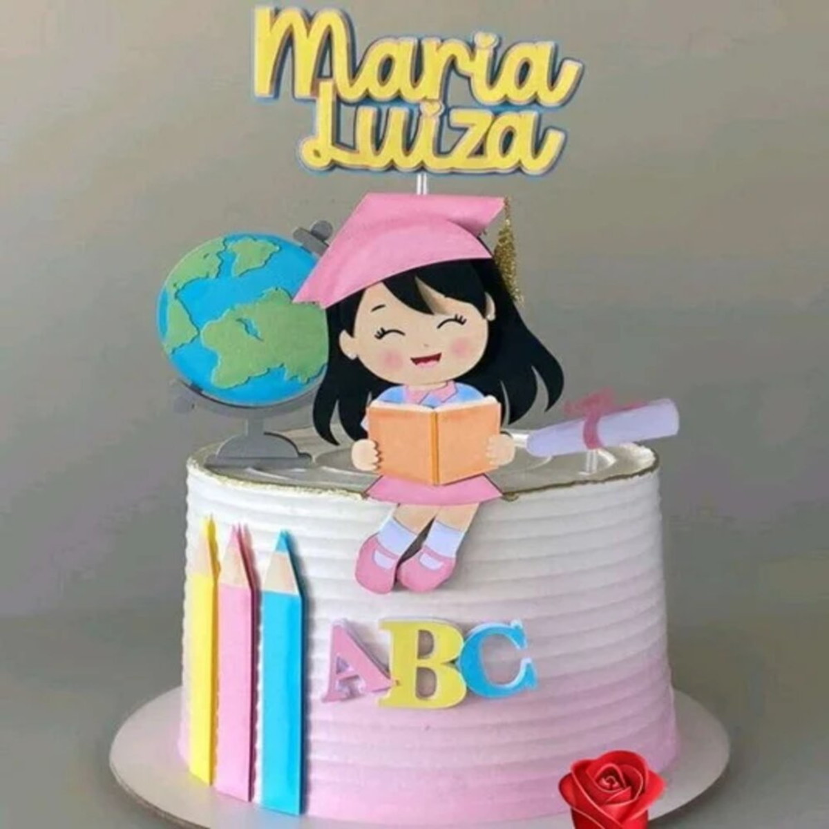 Topo de Bolo Abc Menina 3d - Arquivo Digital