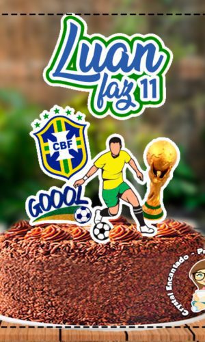 Topo de Bolo Futebol Brasil - Ref 1626 Arquivo Digital
