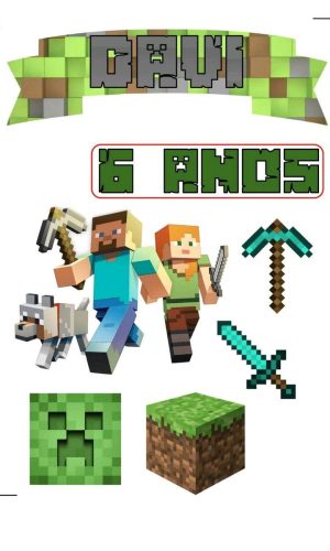 Topo de bolo Arquivo de Corte Silhouette Minecraft