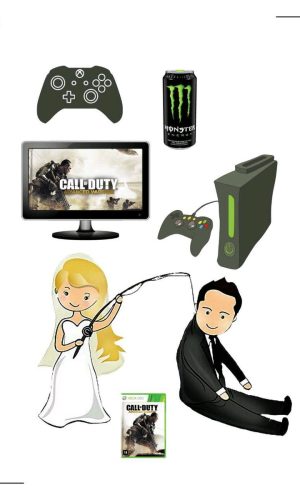 Topo de bolo Arquivo de Corte Silhouette Noivos Gamer