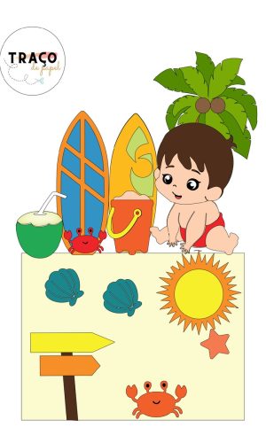 Topo de Bolo Baby Praia 100% em Camadas (arquivo Digital)