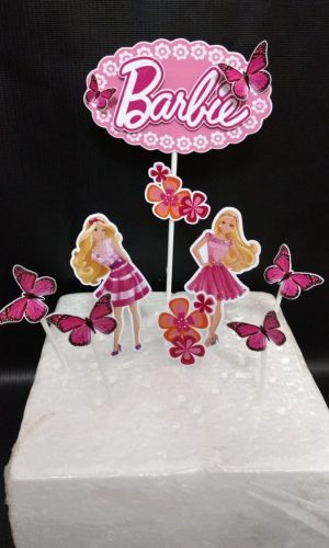 Topo de Bolo Barbie com Flor - Arquivo Digital