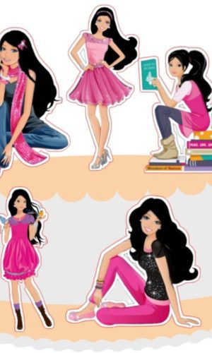 Topo de Bolo Barbies Morenas + 4 Arquivos a Sua Escolha