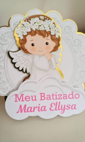 Topo de Bolo Batismo Anjinha Arquivo de Corte
