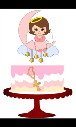 Topo de Bolo Batizado Menina + 4 Arquivos a Sua Escolha