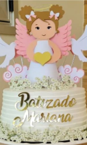 Topo De Bolo Batismo Menina - Arquivo De Corte