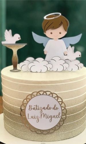 Topo de Bolo Batismo Menino Arquivo de Corte