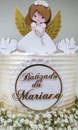 Topo de Bolo Batismo Menina Arquivo de Corte
