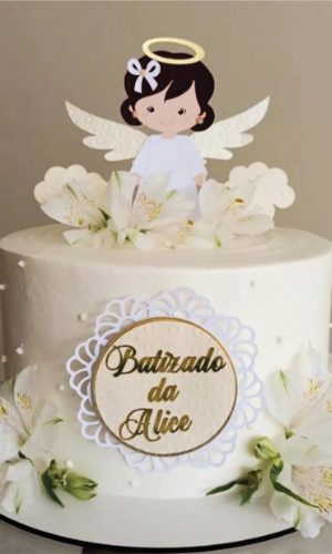 Topo de Bolo Batismo Menina Arquivo de Corte