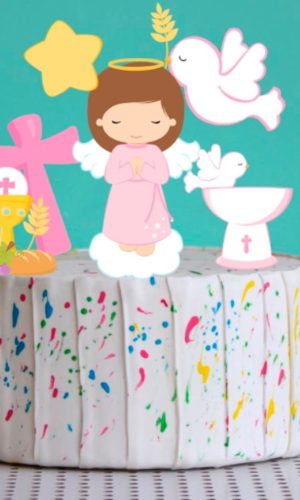 Topo de Bolo Batizado Menina Arquivo pdf para Impressão