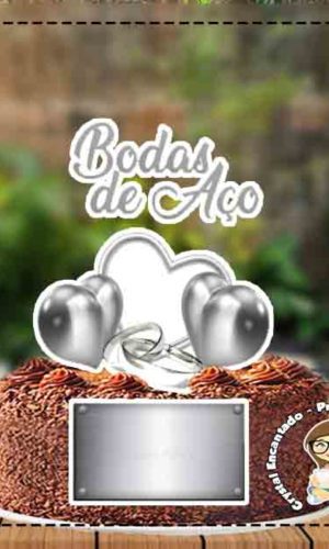 Topo de Bolo Bodas de Aço - Ref 1498 Arquivo Digital