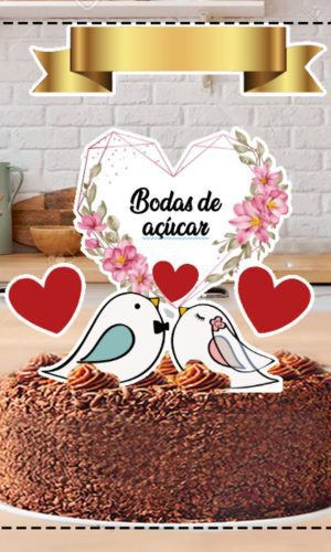 Topo de Bolo Bodas de Açucar 4703 - Arquivo Digital