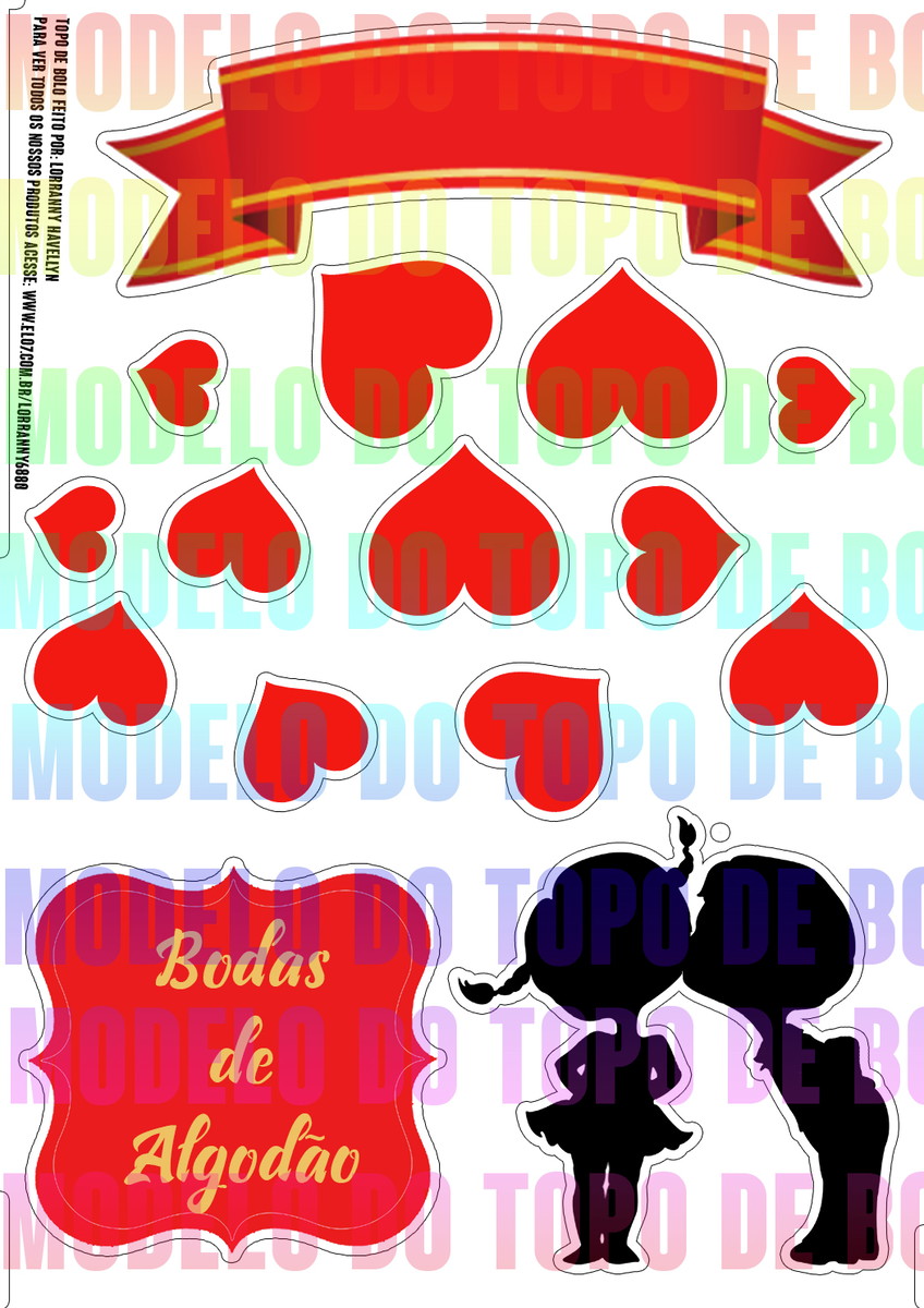 Arquivo Digital Topo de Bolo Bodas de Algodão #1