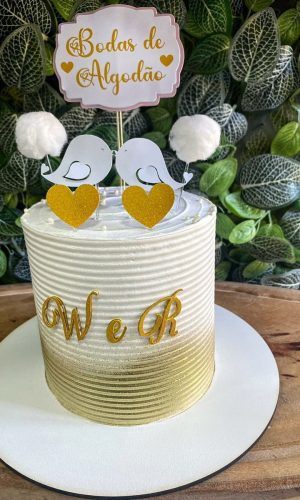 Topo de Bolo Bodas de Algodão - Arquivo Digital