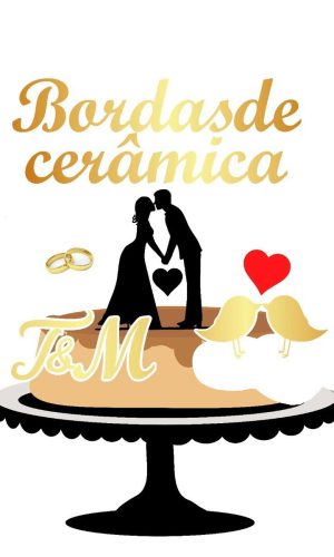 Topo de Bolo Bodas de Cerâmica + 4 Arquivos a Sua Escolha