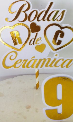 Topo de Bolo Bodas de Cerâmica (arquivo de Corte) 4 Por 10