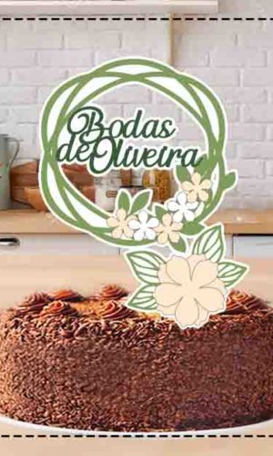 Topo De Bolo Bodas De Oliveira - Arquivo Digital