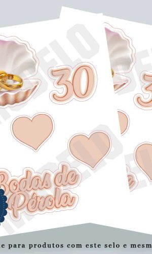 Topo de Bolo Bodas de Pérola Compre 1 Leve 3