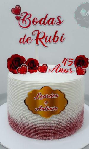 Arquivo Digital Topo de Bolo Bodas de Rubi #1 Pdf/jpg