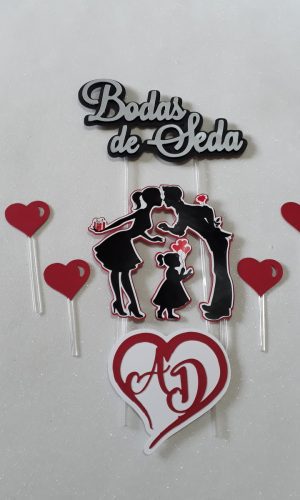Arquivo digital p/ SILHOUETTE - Topo de Bolo Bodas de Seda