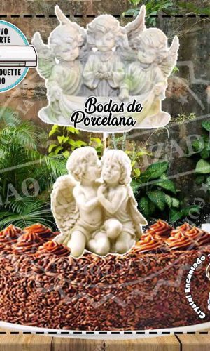 Topo de Bolo Bodas Porcelana - Ref 0467 Arquivo Digital