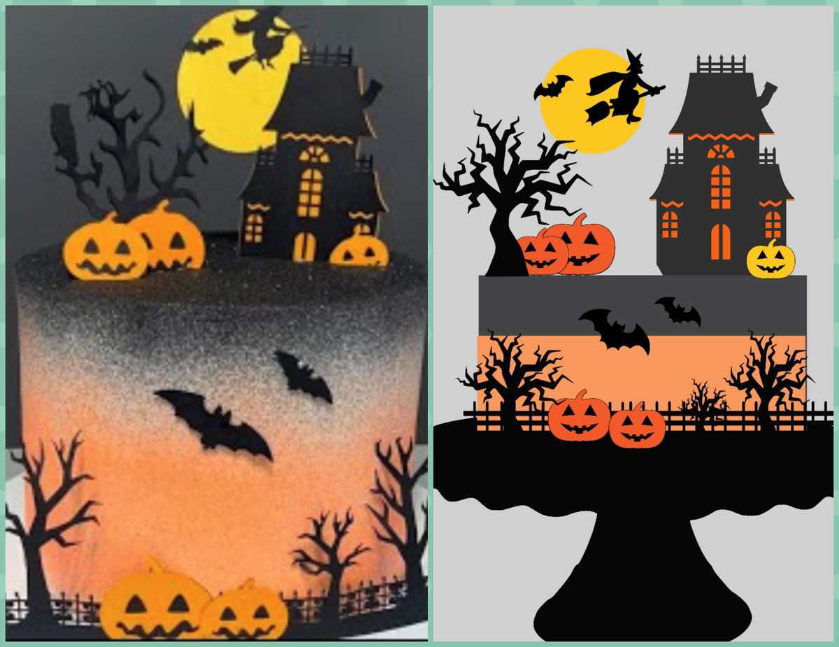 Topo de Bolo Camadas Halloween Arquivo Studio