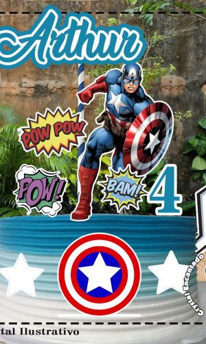 Topo de Bolo Capitao America Ref 0573 - Arquivo Digital