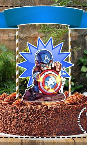 Topo de Bolo Capitao America Ref 0574 Arquivo Digital