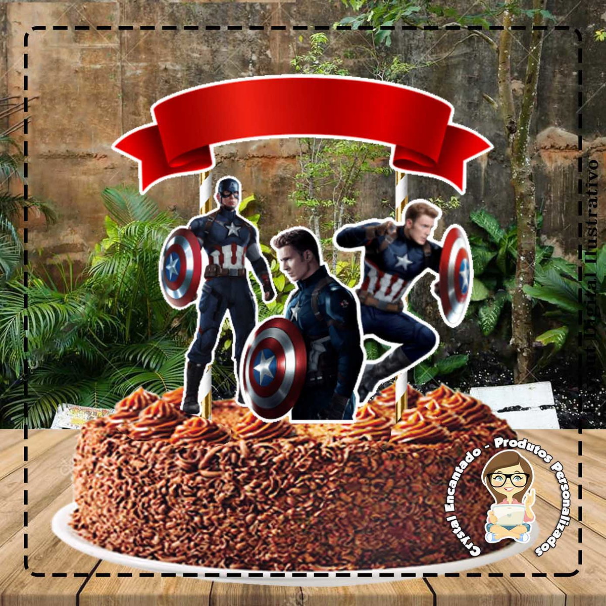 Topo de Bolo Capitao America Ref 0575 Arquivo Digital
