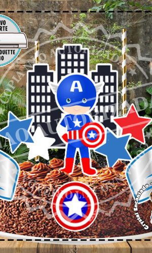 Topo de Bolo Capitao America Ref 0576 - Arquivo Digital