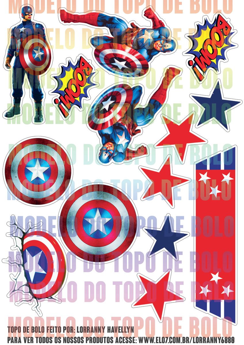 Arquivo Digital Topo de Bolo Capitão América #1 Pdf/jpg - Imagem 2
