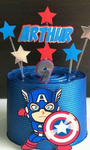 Topo de Bolo Capitão América Baby + 4 Arquivos a Sua Escolha