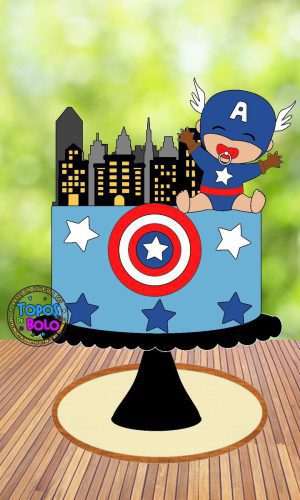 Topo de Bolo Capitão América Bebê- Arquivo Digital
