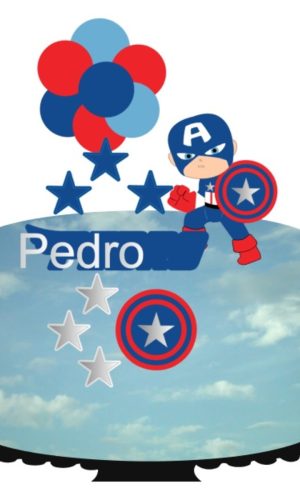 Topo de Bolo Capitão América Cute 2 +4 Arquivo a Sua Escolha