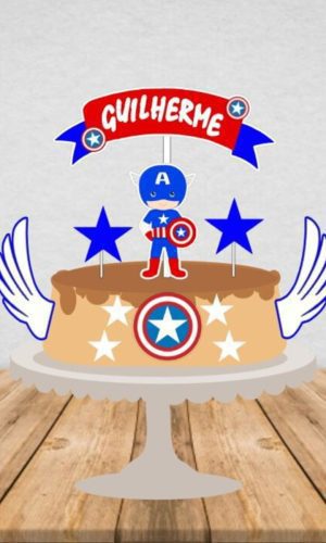 Topo de Bolo Capitão América Cute - Arquivo Digital