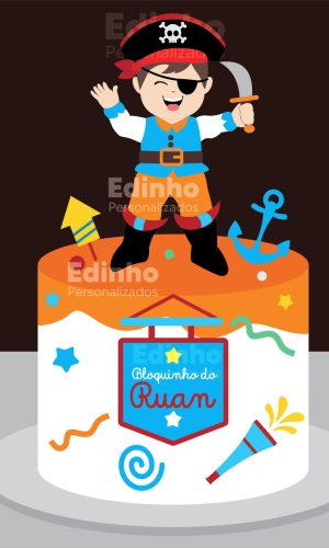 Topo de Bolo Carnaval Menino Pirata Arquivo de Corte