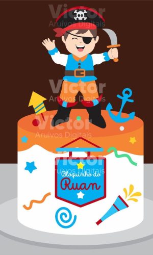 Topo de Bolo Carnaval Menino Pirata - Arquivo de Corte