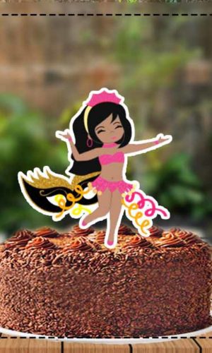 Topo de Bolo Carnaval Mulher - 1486 Arquivo Digital