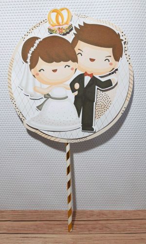 Topo de Bolo Casamento Cute + 4 Arquivos a Sua Escolha