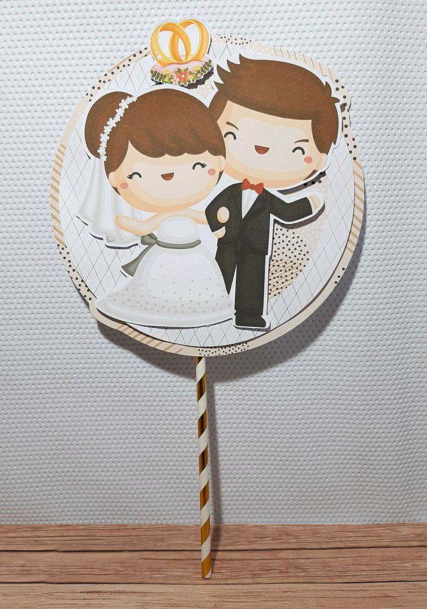 Topo de Bolo Casamento Cute + 4 Arquivos a Sua Escolha