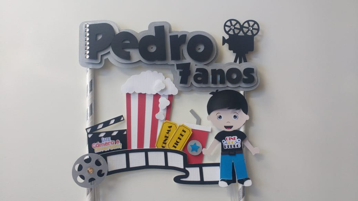 Topo de bolo Cinema Menino - 01- Arquivo de Corte Camadas