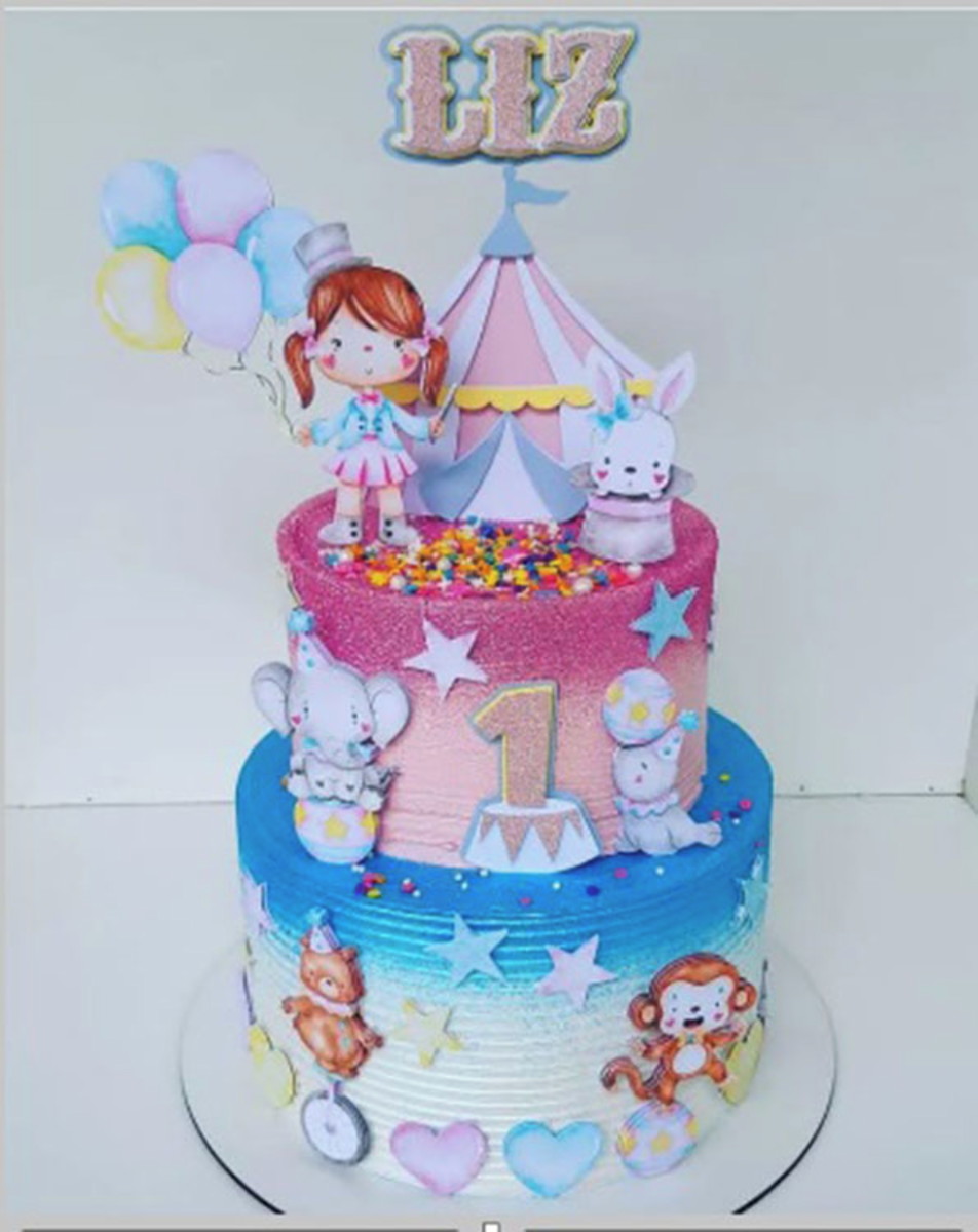 Topo de Bolo Circo Aquarela Arquivo de Corte