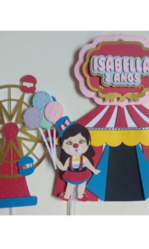Topo de bolo Circo menina Arquivo de corte em camadas 1