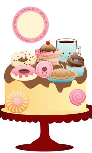 Topo de Bolo Confeitaria Cute em camadas - Arquivo de Corte