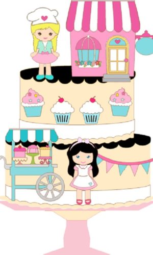 Topo de Bolo Confeitaria Cute em camadas - Arquivo digital