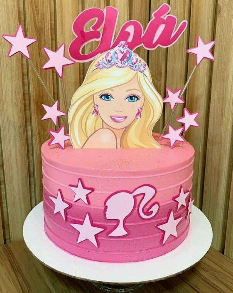 Topo de Bolo da Barbie + 4 Arquivos a Sua Escolha