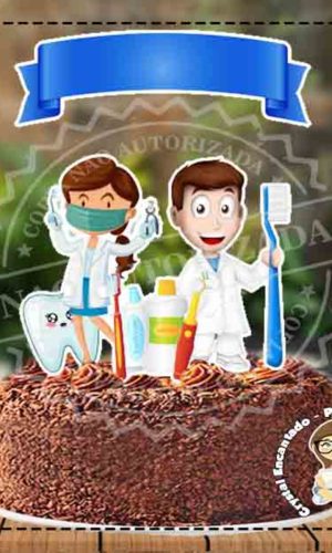 Topo de Bolo Dentista Homem e Mulher - 3439 Arquivo Digital