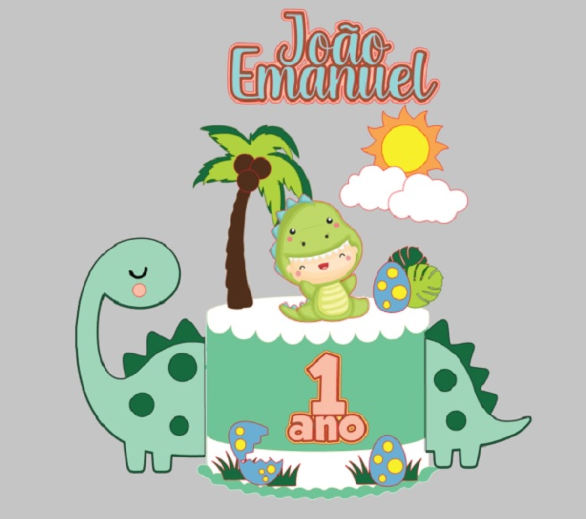 Topo de Bolo Dino Baby+ 4 Arquivos a Sua Escolha - Imagem 2